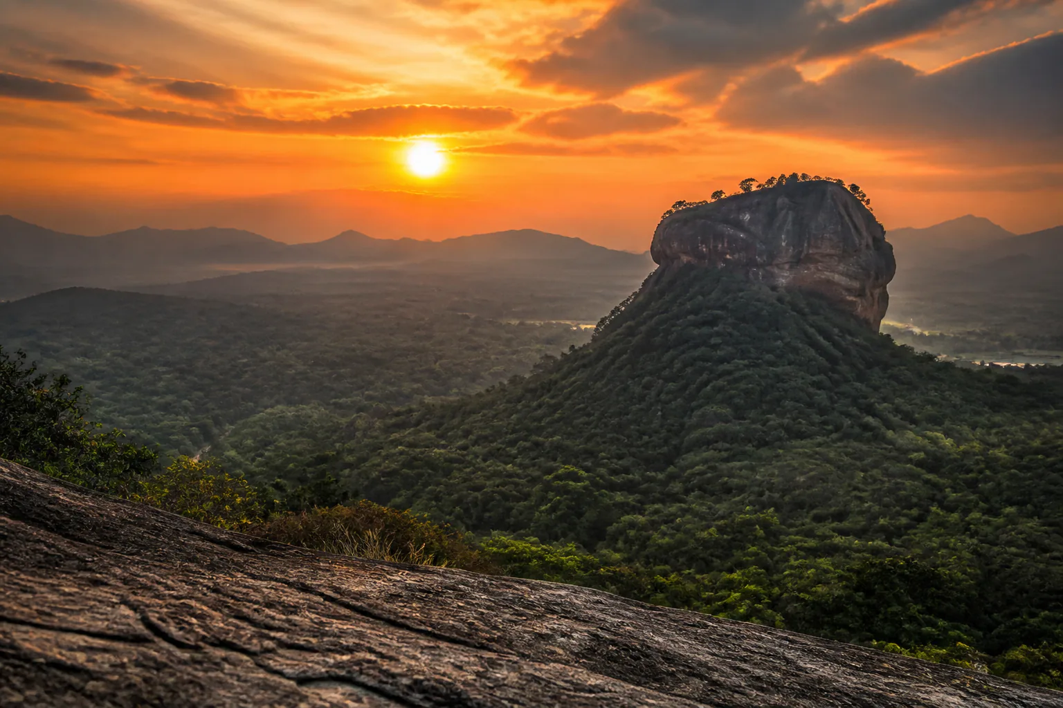 Sunrise view across the landscape from Pidurangala